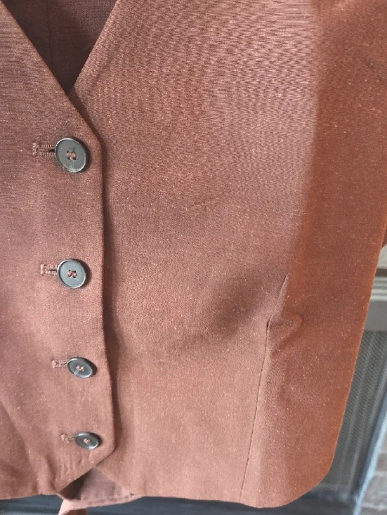 Brown Button Vest - Picture 4 of 6